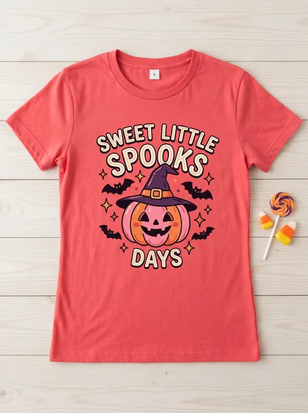 Pumpkin Bat Witch Halloween Graphic T-Shirt