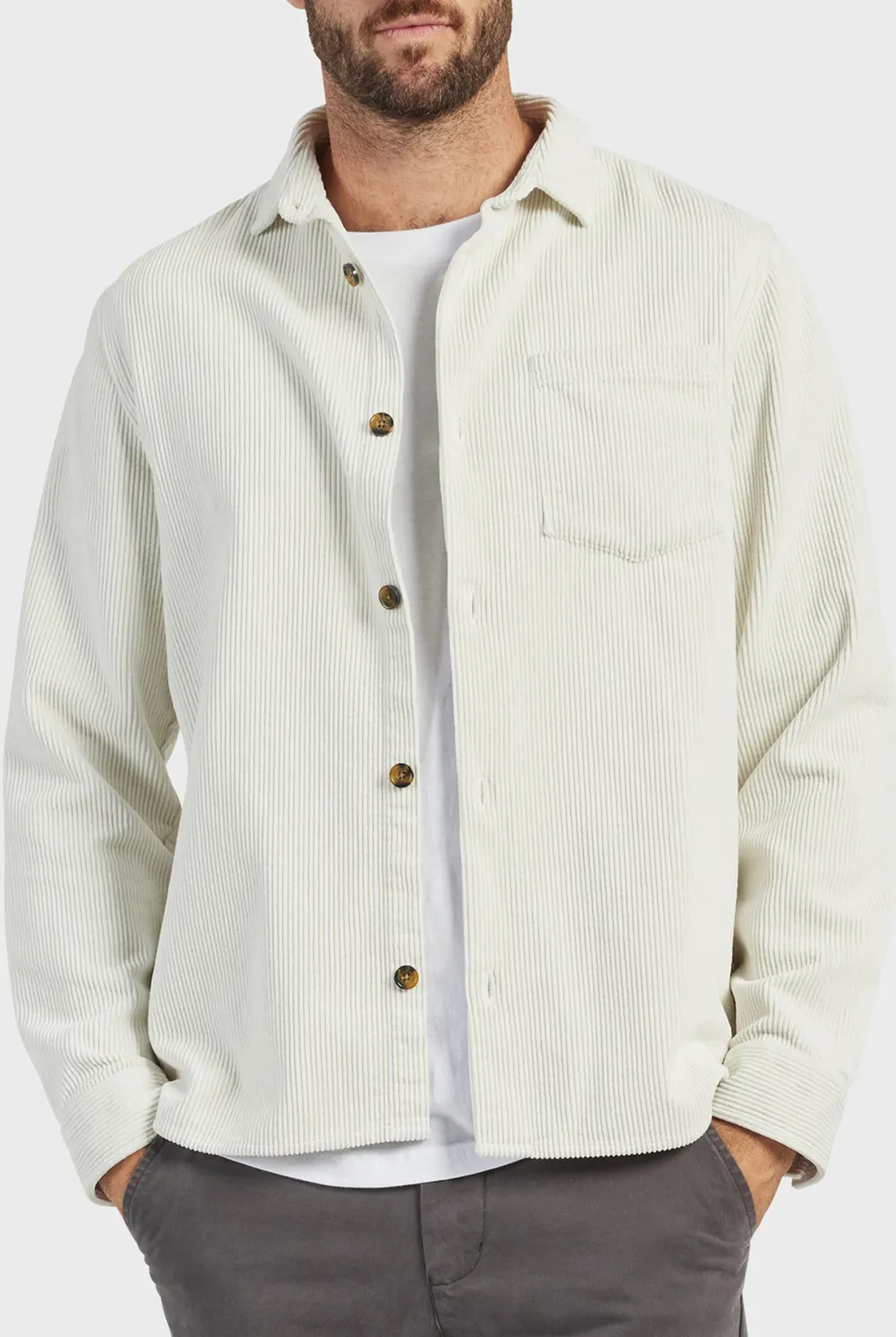 Textured Corduroy Casual Overshirt