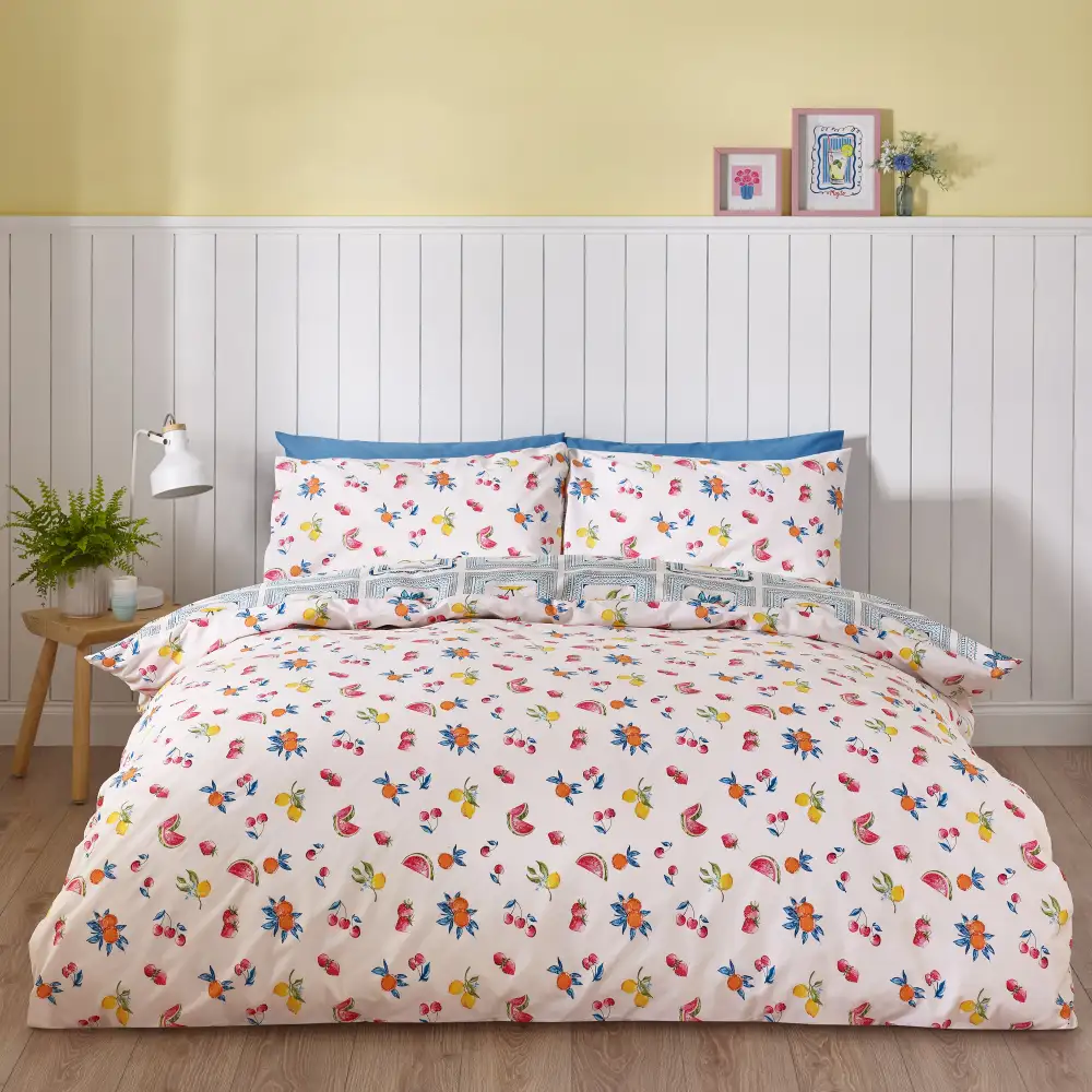Reversible Tile Cotton Duvet Cover Set
