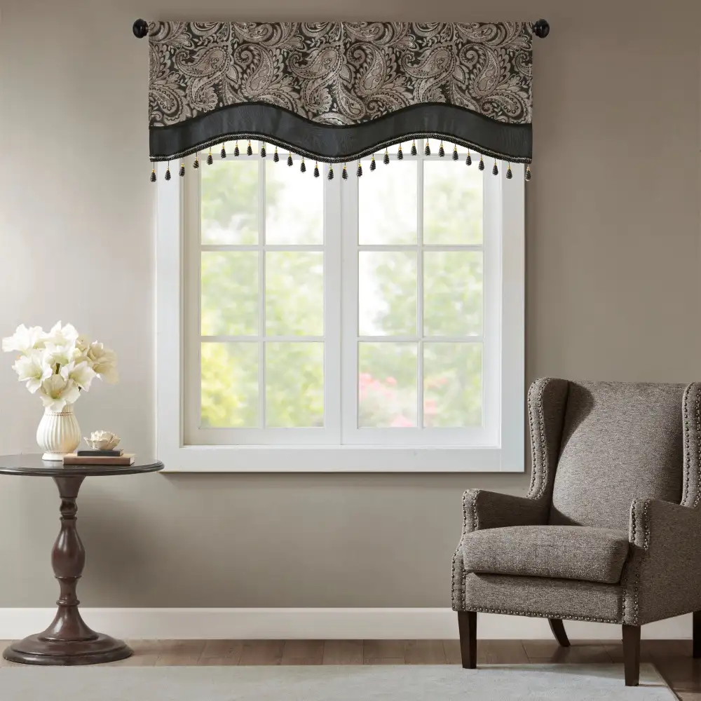 Polyester Paisley Rod-Pocket Valance