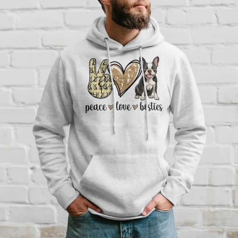 Peace Love Boston Terrier Dog Lover Hoodie