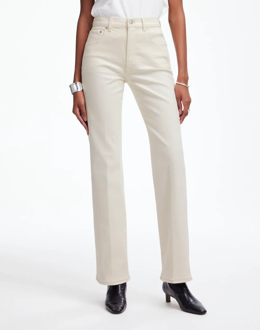 Relaxed Bootcut Jeans In Vintage Ivory Wash