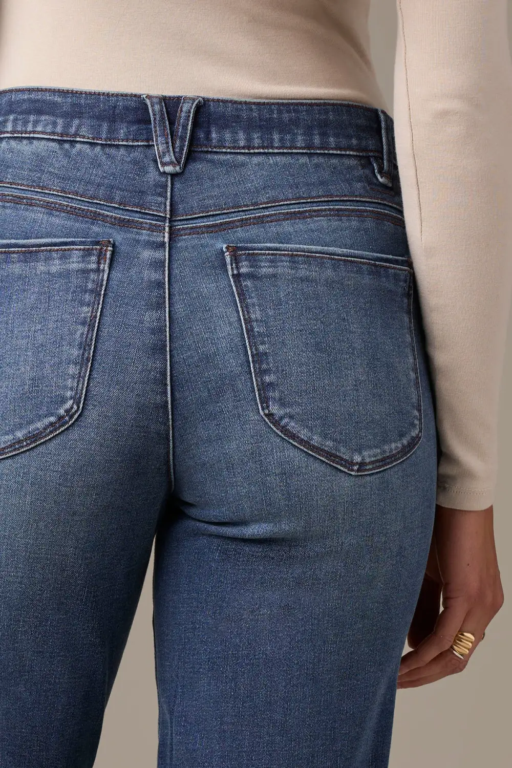 Mid Rise Straight Leg Jeans
