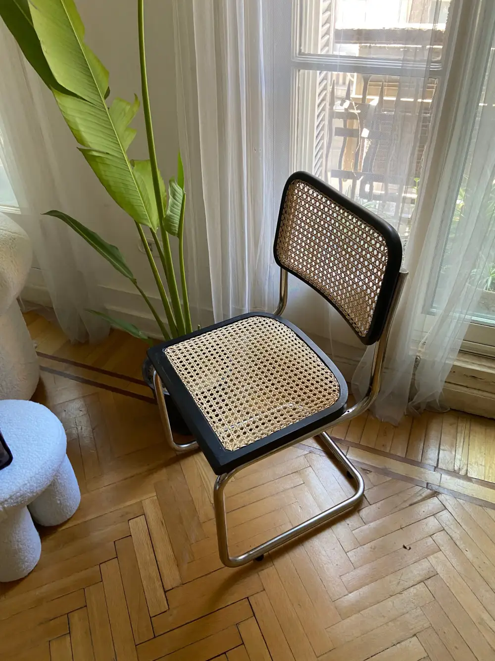 Cantilever Cane Accent Chair