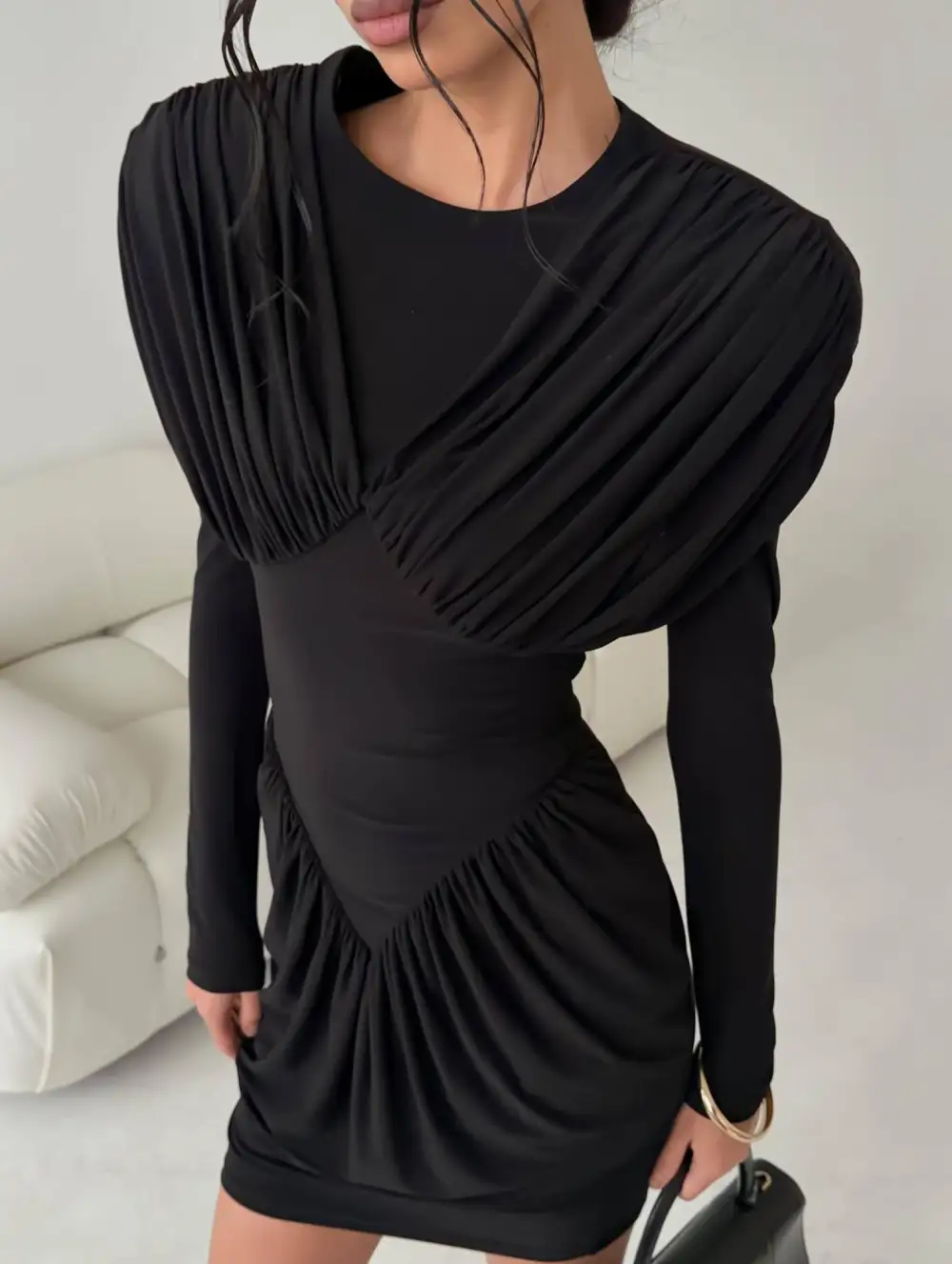 Slim Fit Ruffle Sleeve Bodycon Mini Dress