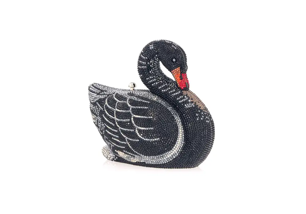 Playful Swan Crystal Clutch