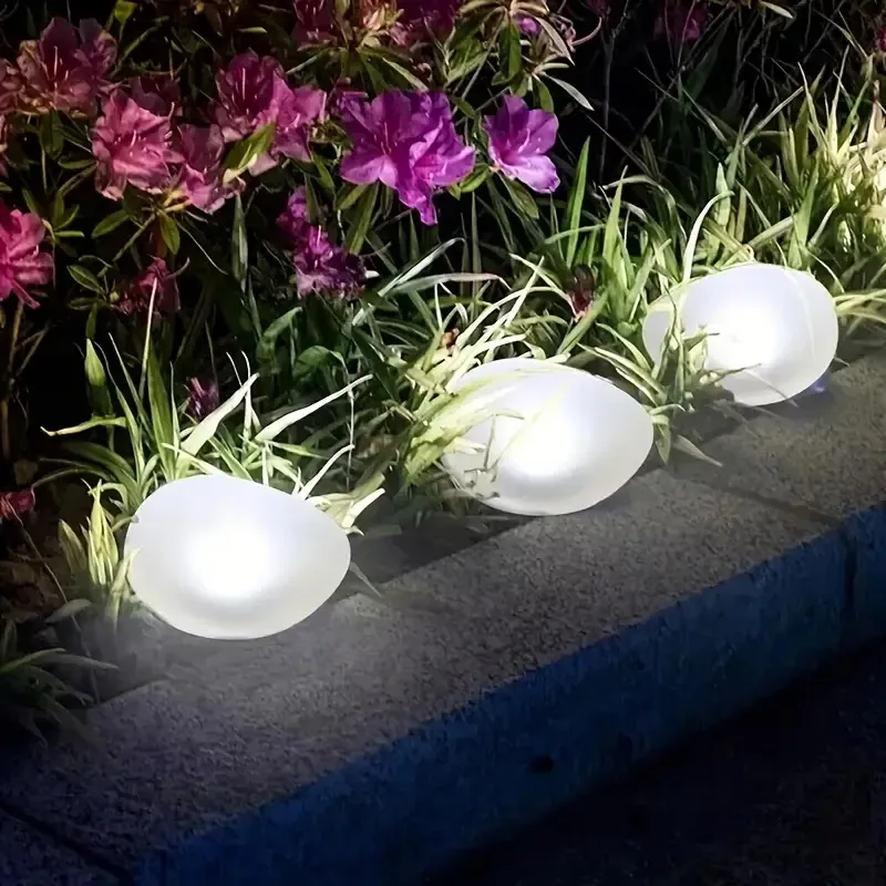 2 Pcs Solar Cobblestone Path Light