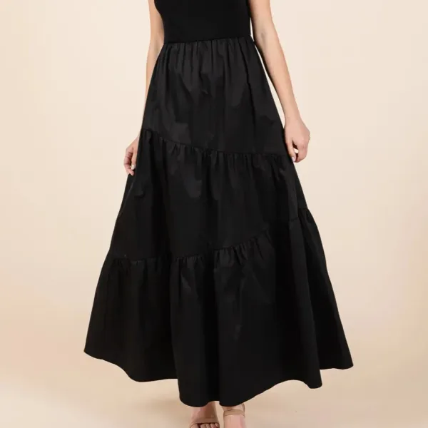 Mix Media Square Neck Maxi Dress