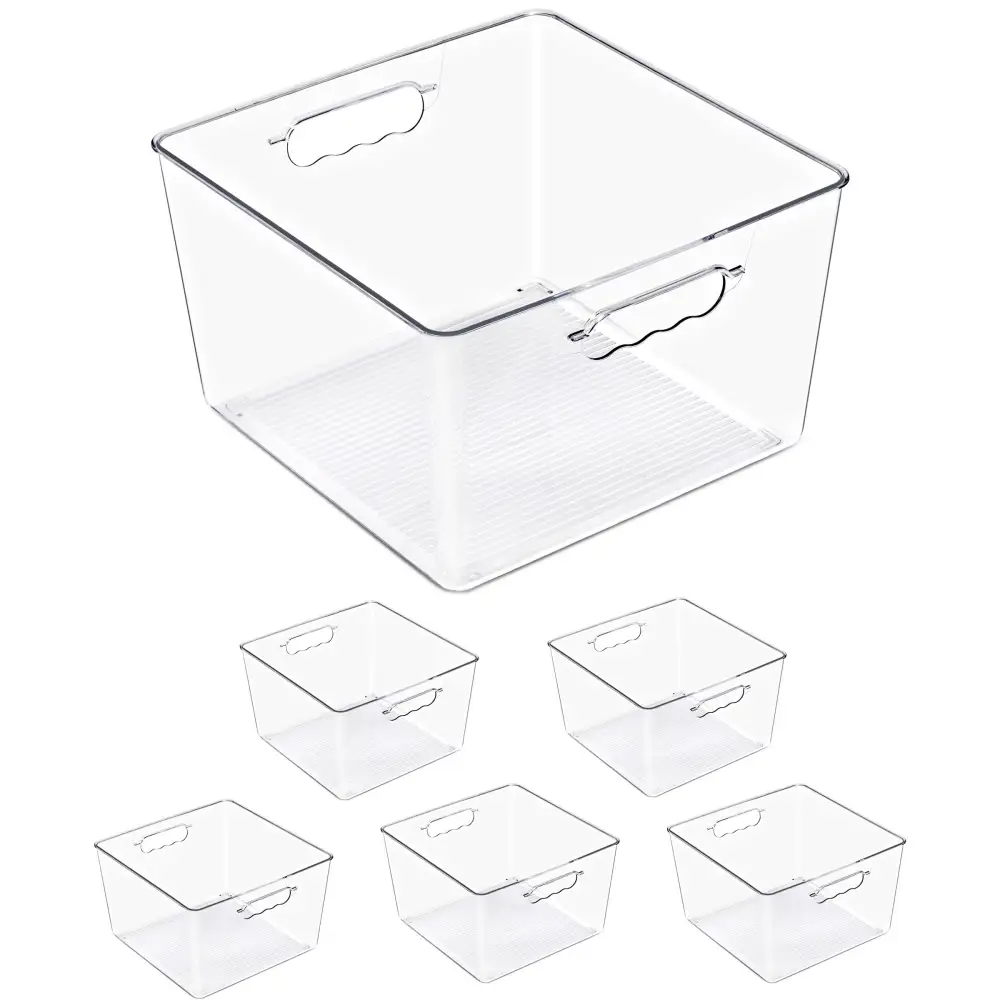 Clear Cube Storage Bins With Handles