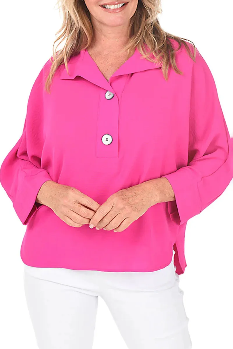 Solid Dolman Sleeve Crinkle Blouse