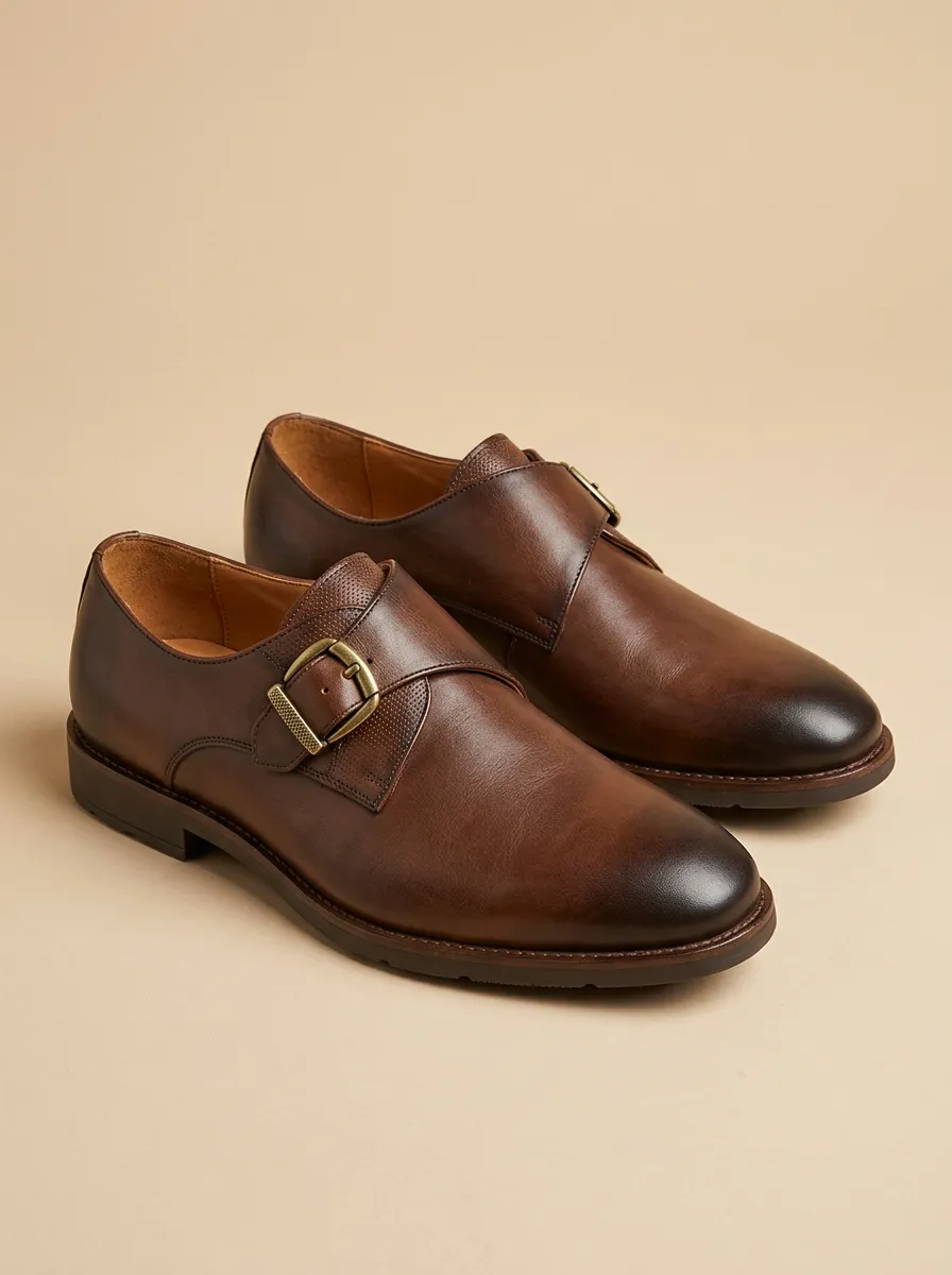 Men's Classic Business Leather Monk Strap Shoes