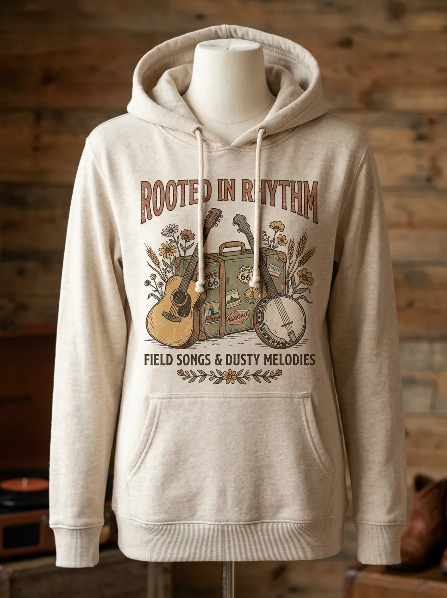 Guitar Banjo Women's Country Music Printed Hoodie