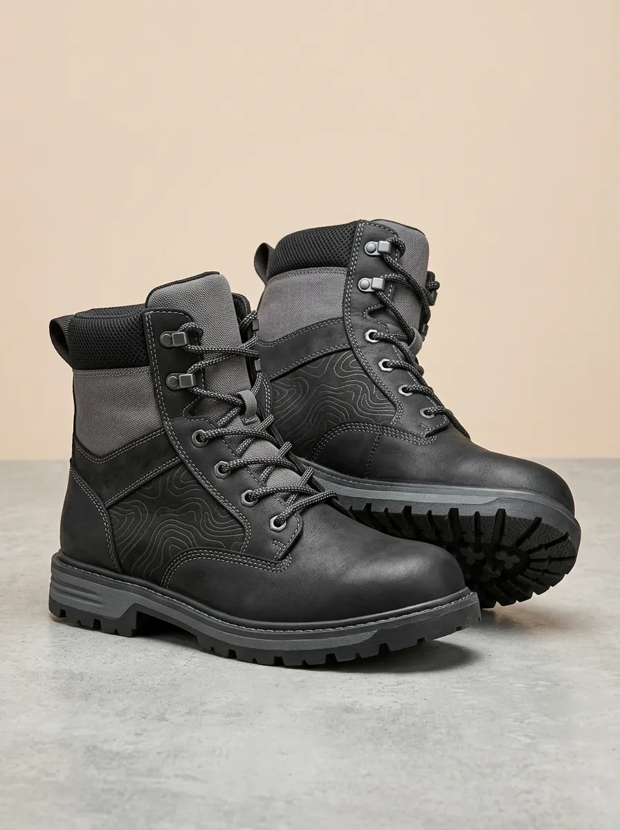 Unisex Distinctive Outdoor Hiking Topographic Map Print Work Boots