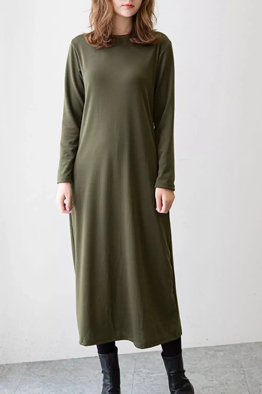 Casual Long Sleeve Midi Dress
