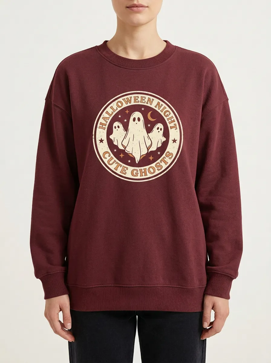 Women's Halloween Night Cute Ghosts Printed Sweatshirt