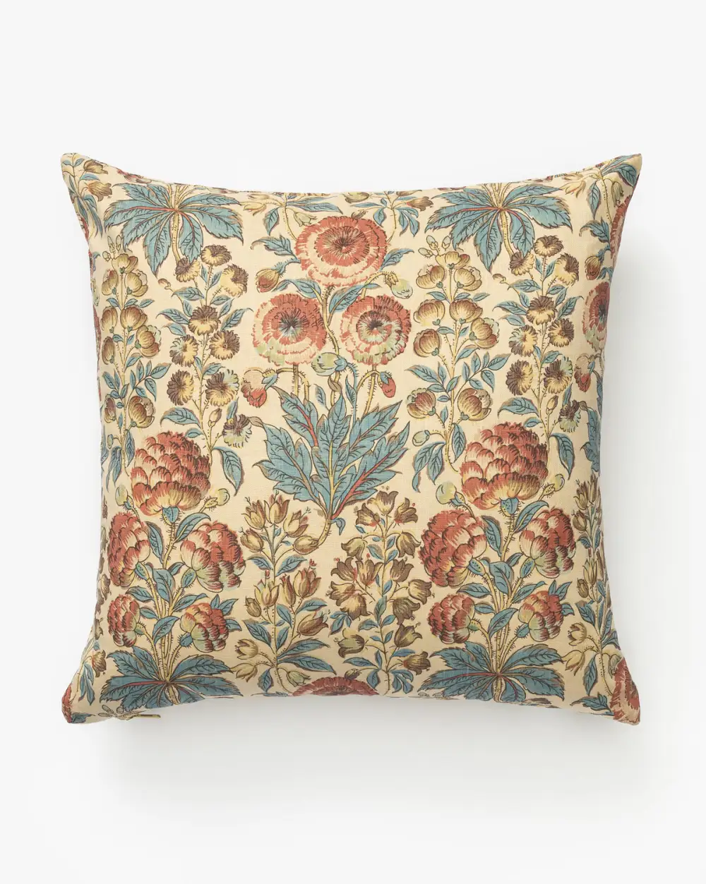 Textured Floral Linen Pillow Cover