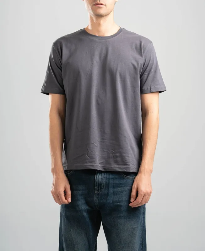 Dark Grey Soft Cotton Crewneck Tee