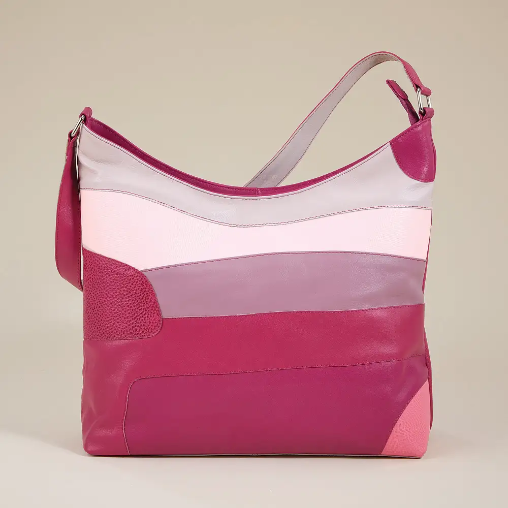 Versatile Mixed Leather Hobo Shoulder Bag