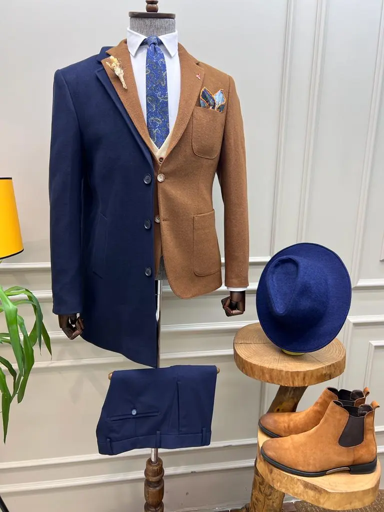 Slim Special Italian Fabric Stamped Woolen Blazer
