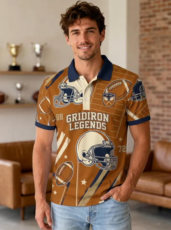 Men's Gridiron Legends Football Helmet Polo Shirt
