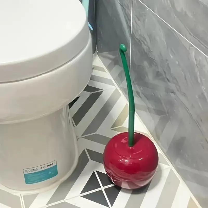 Clean Cherry Plastic Toilet Brush With Base