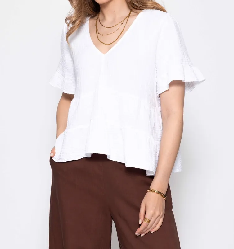 White Deep V Shirt
