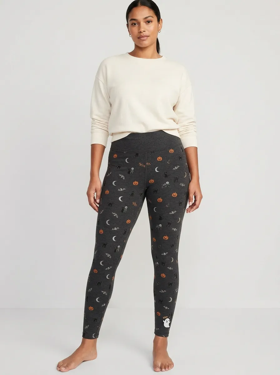Women's Halloween Pumpkin Ghost Cat Moon Leggings