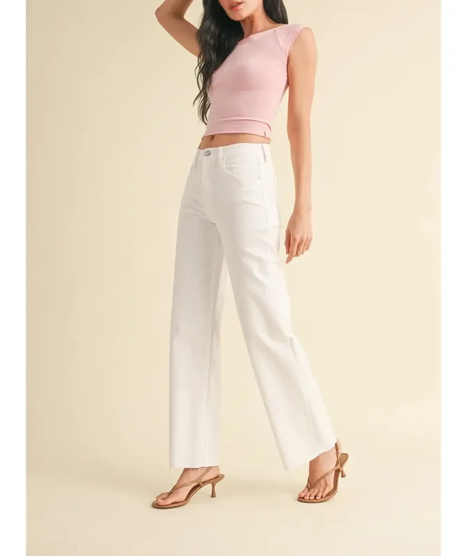 White Cotton Blend Pants