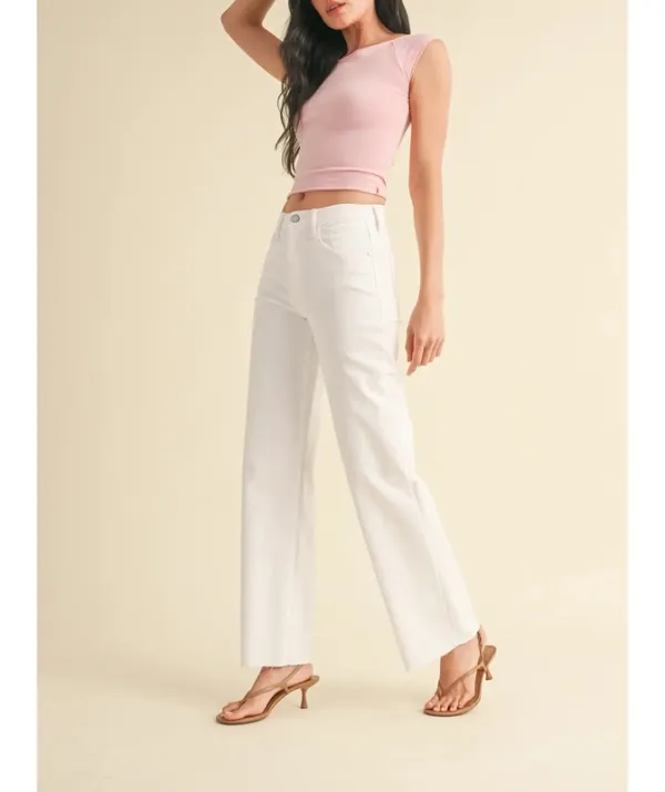 White Cotton Blend Pants