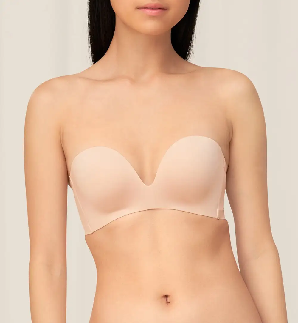 Women's Soft-Touch Non-Wired Strapless Push-Up Detachable-Pad Lace Bra