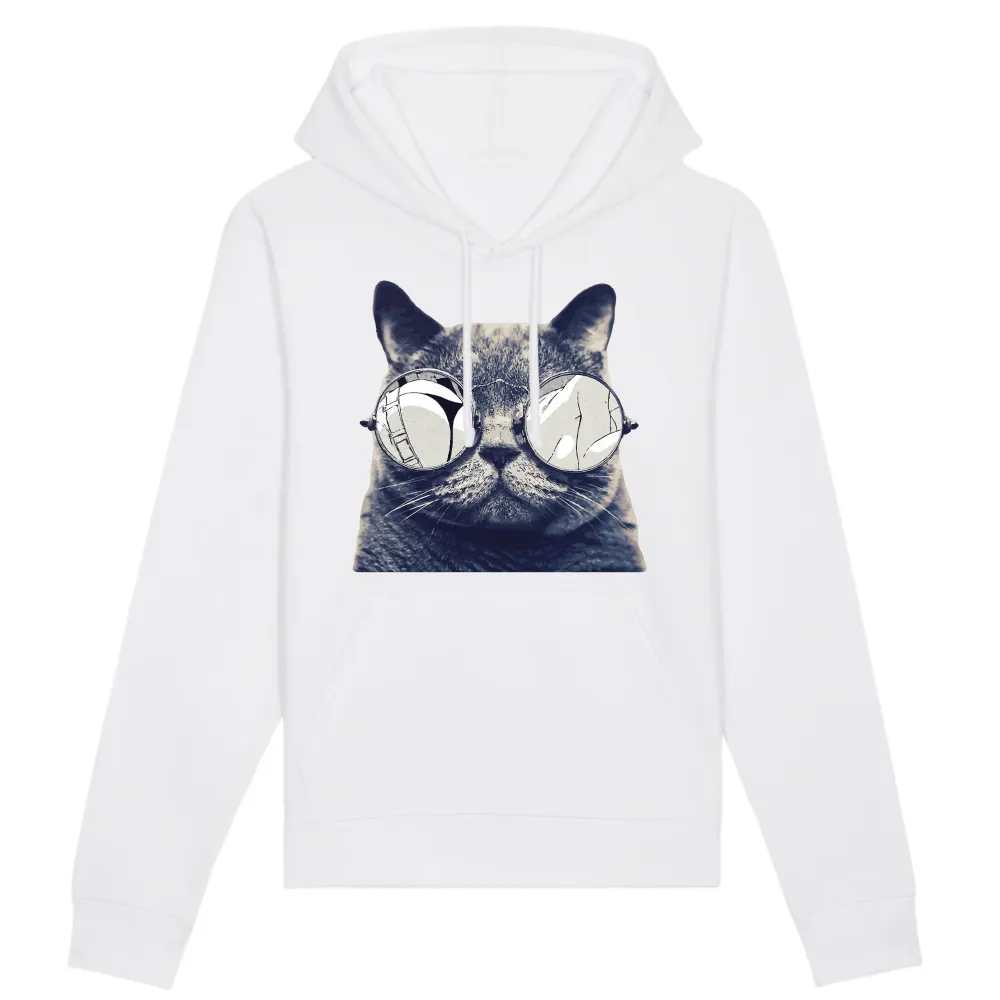 Glasses Cat Graphic Pullover Hoodie