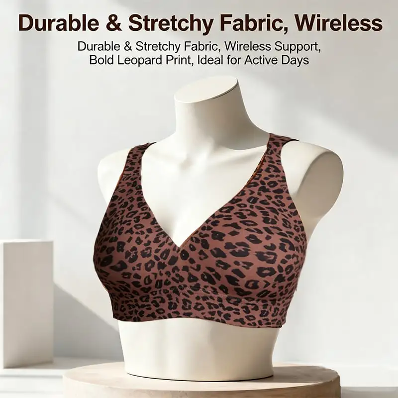 🏆 🔥Super Firming Leopard Print Jelly  Bra | Women Wirefree Bras 👍No More Sagging Breasts