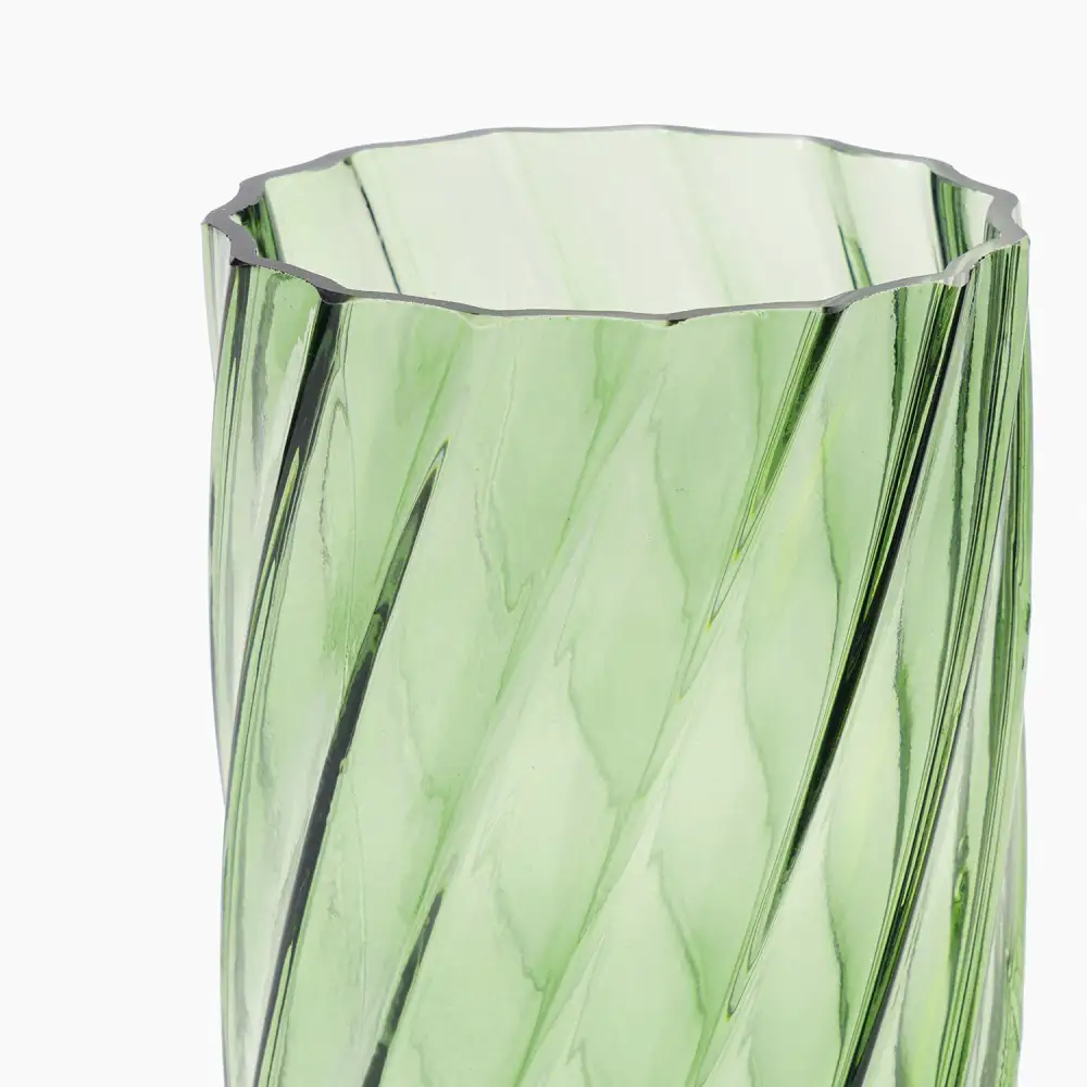 Green Swirl Glass Vase