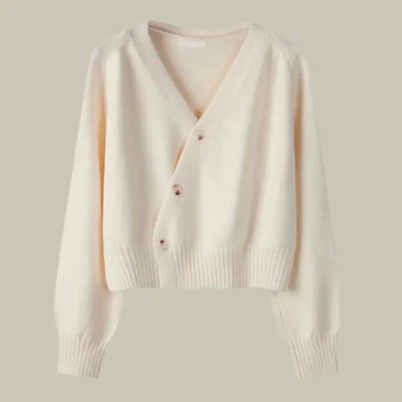 Cross Button V Neck Merino and Wool Sweater