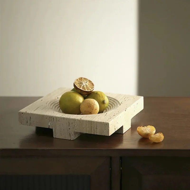 Travertine Pedestal Tray