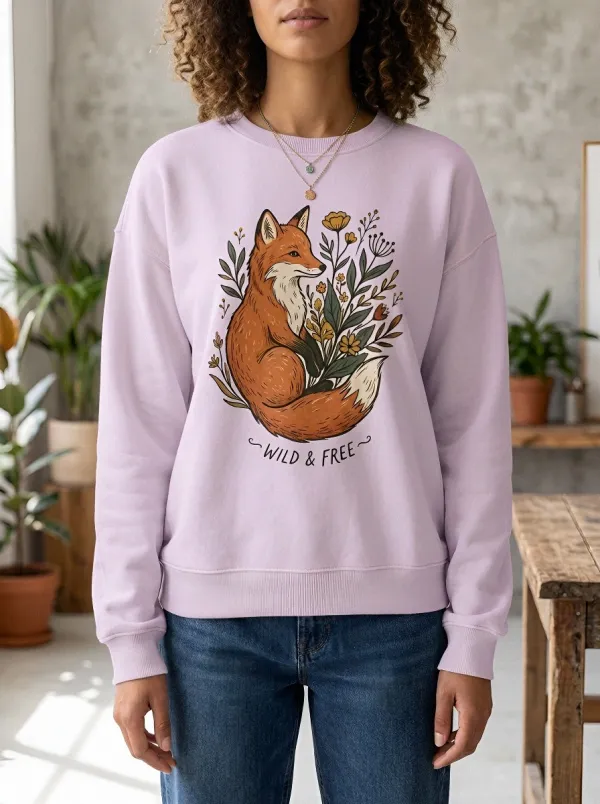 Nature Lover Wild And Free Fox Floral Sweatshirt