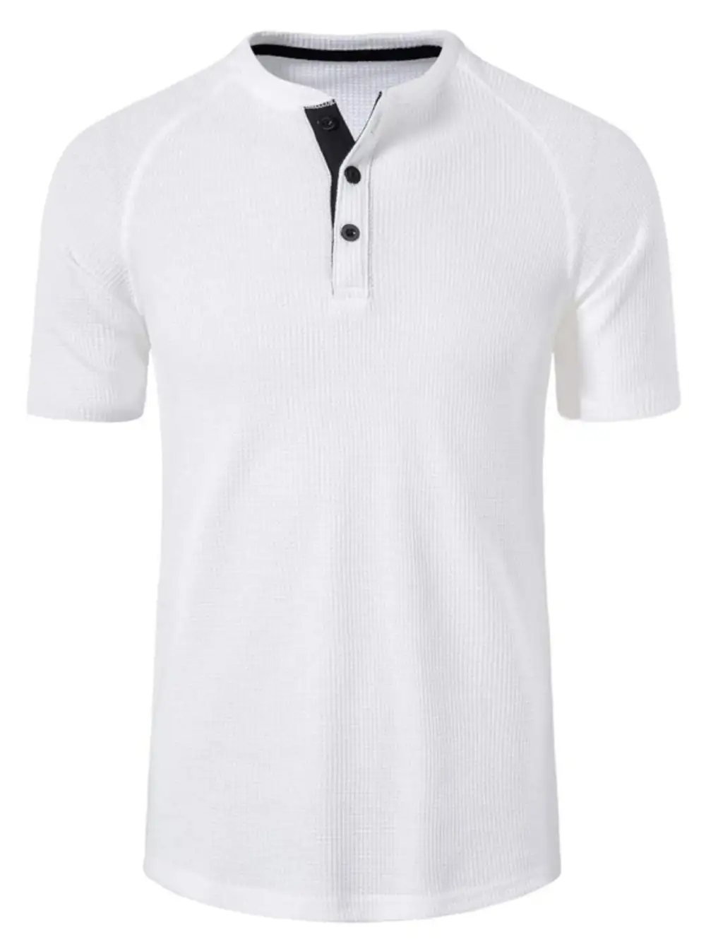 Relaxed Waffle Knit Henley Tee