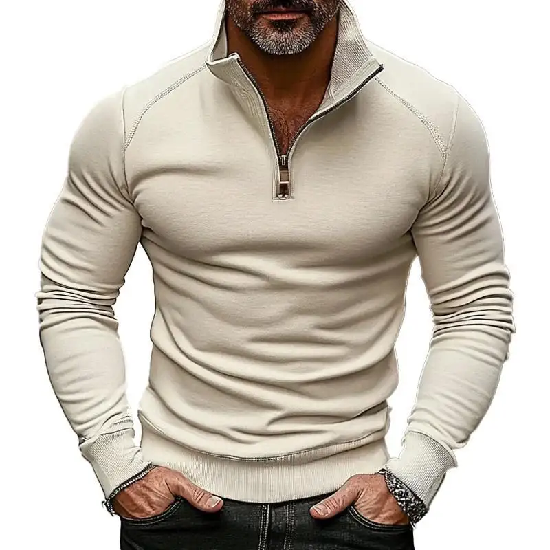 Textured Easy Band Collar Sweatshirt