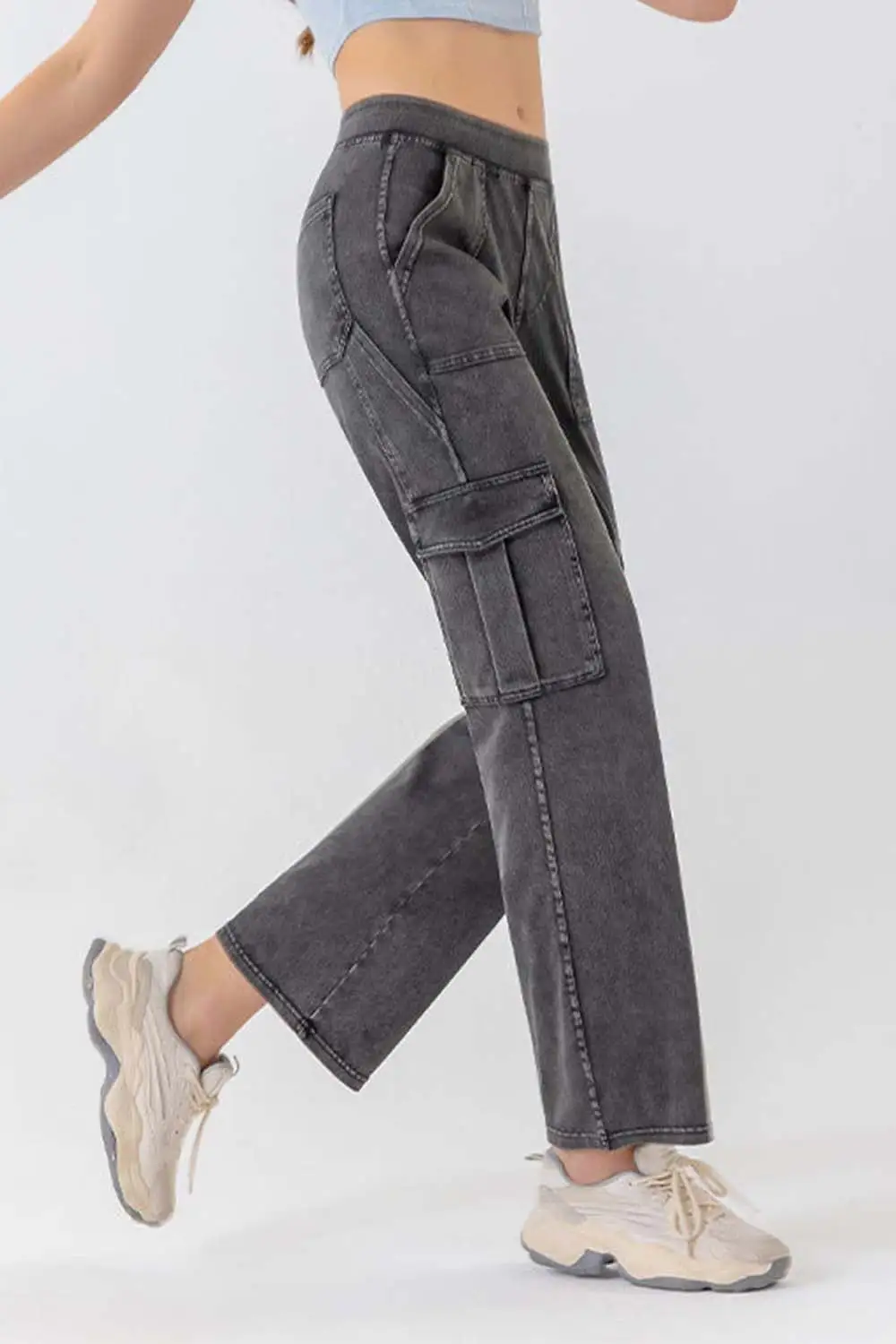 Button Fly Pocket Long Denim Jeans