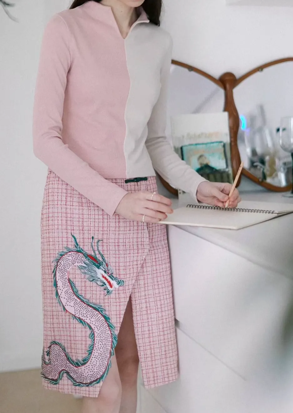 Clean Seaside Everyday Casual Embroidered Skirt