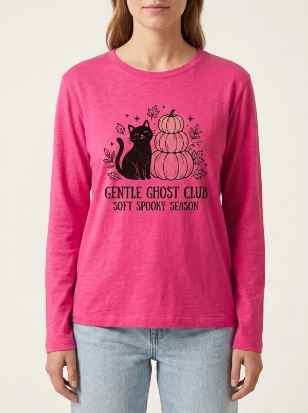 Festive Pumpkin Halloween Cotton Linen Long Sleeve Top