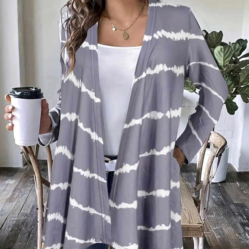 Printed Open Front Jacket