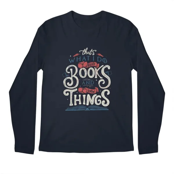 Men's Fitted Letter-Print Round-Neck Long-Sleeved T-Shirt