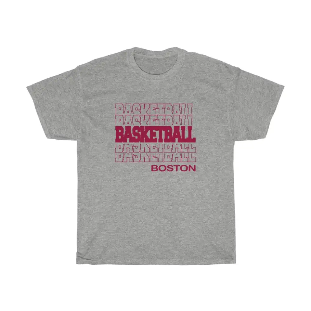 Basketball Boston in Modern Stacked Lettering (Red)