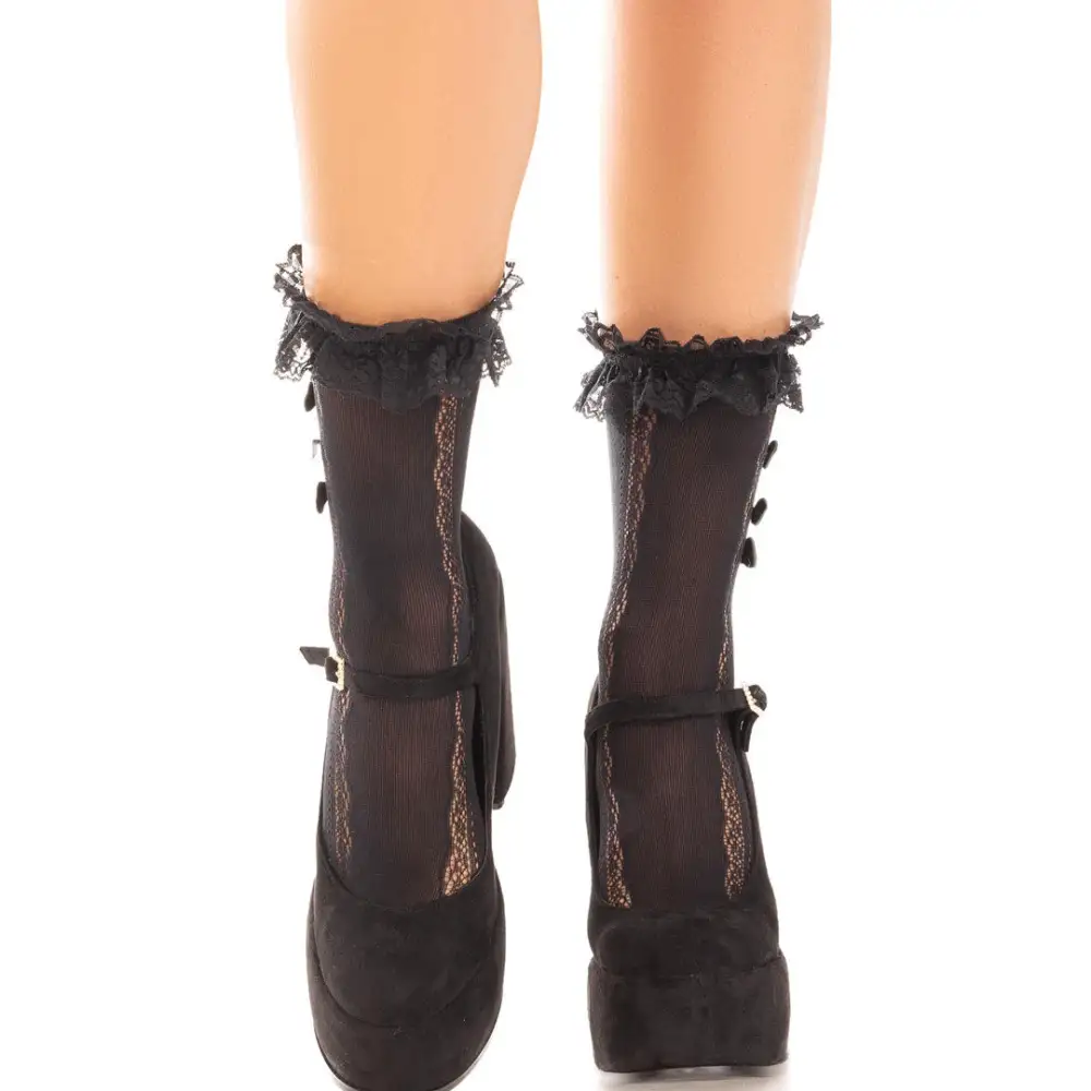 Heart Lace Ruffle Ankle Socks