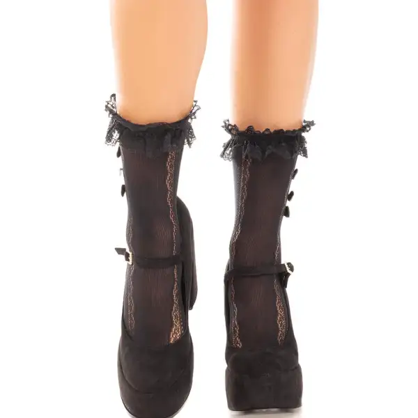 Heart Lace Ruffle Ankle Socks