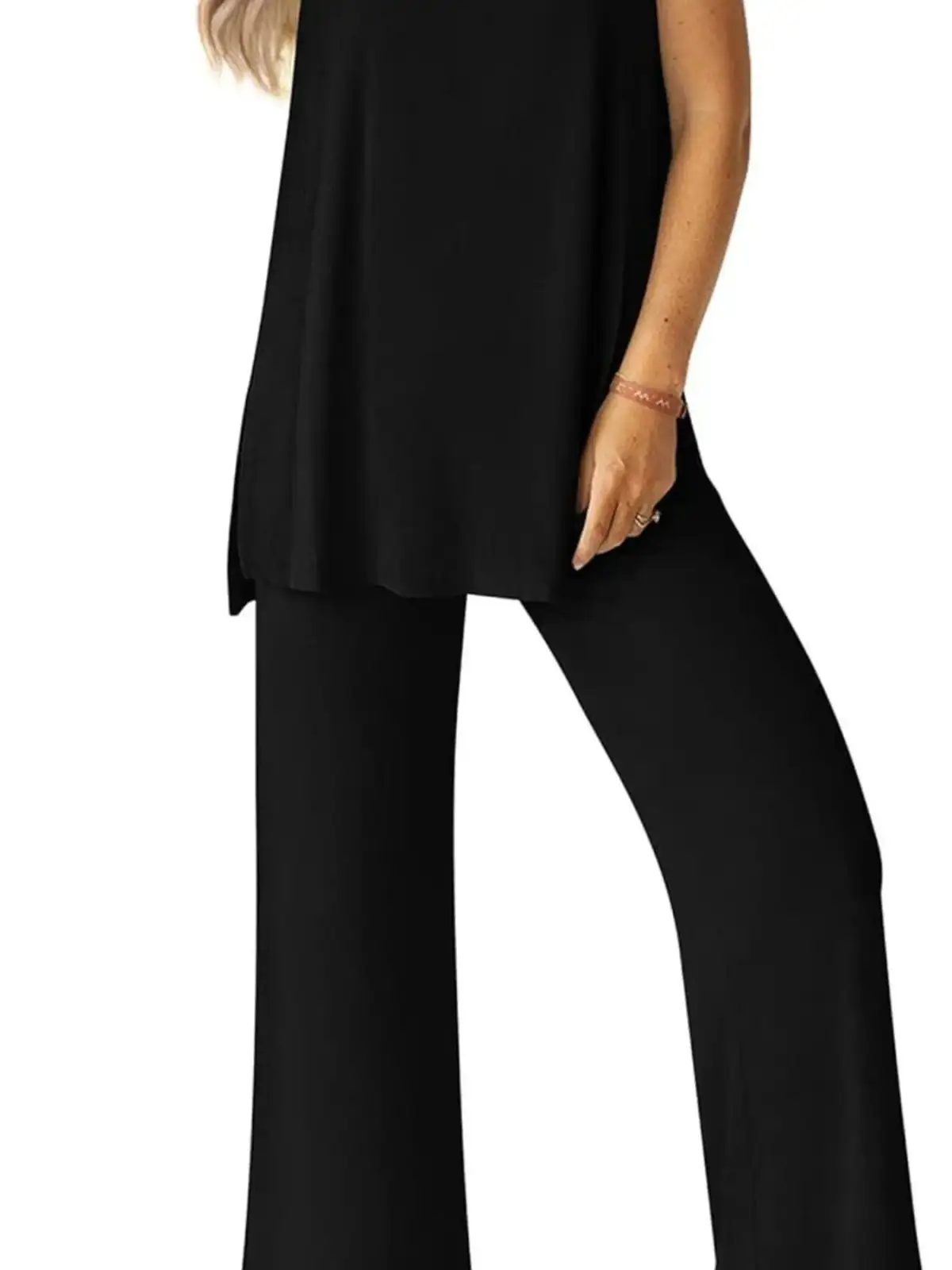 Relaxed Round-Neck Pants Matching Set