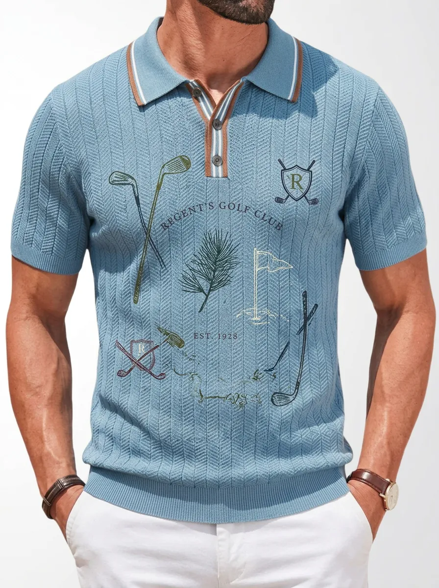 Men's Golf Lover Regent's Club Golf Icon Printed Polo Shirt