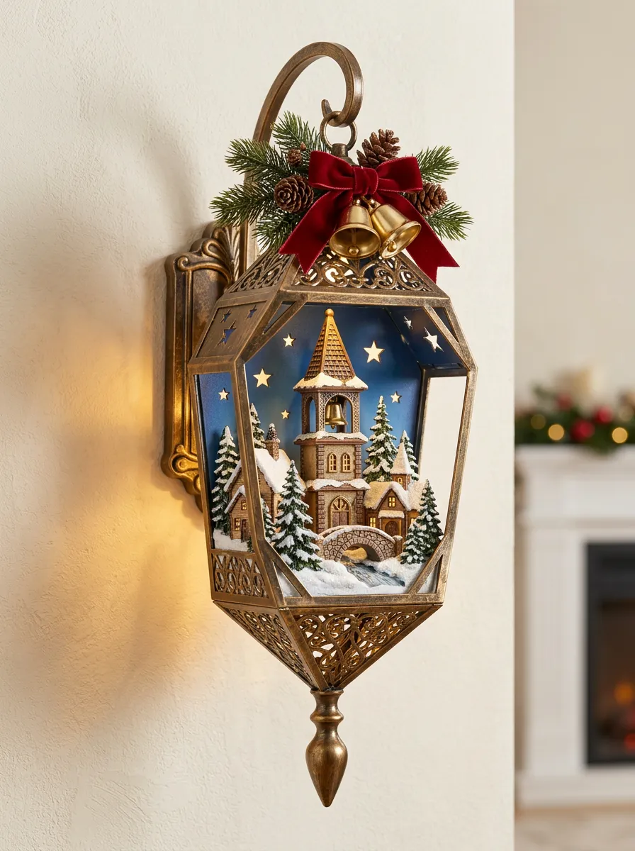 Winter Village Scene Christmas Wall Light