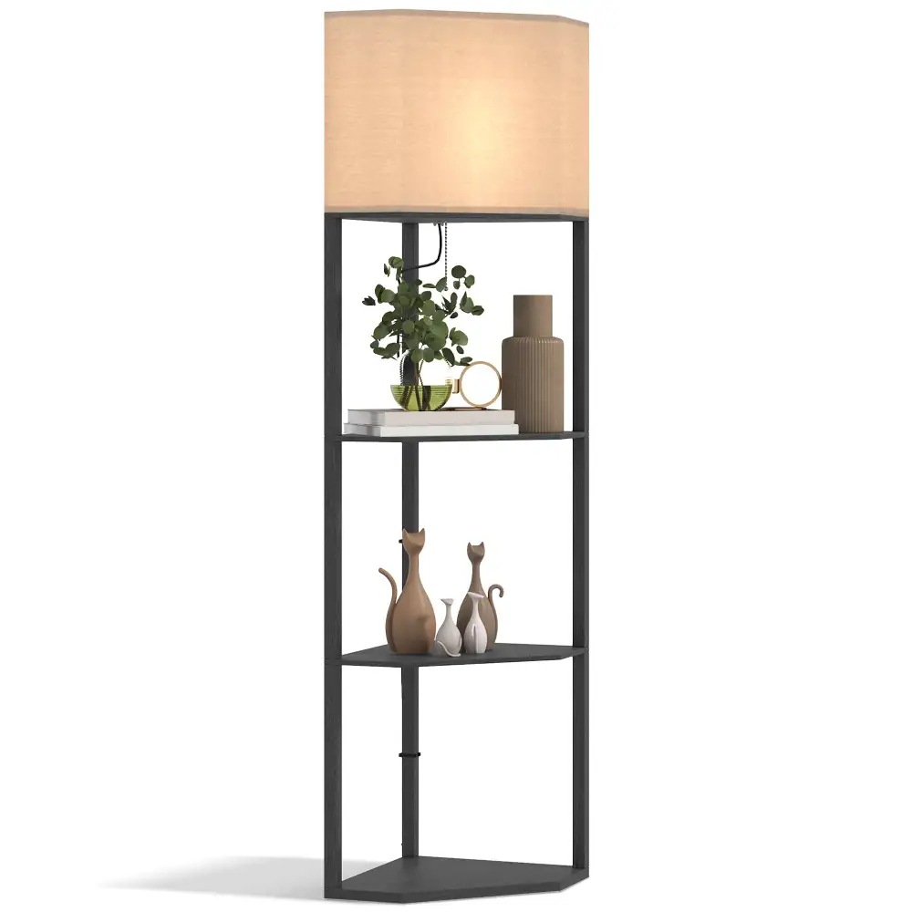 LED Shelf Pull Chain Corner Floor Lamp